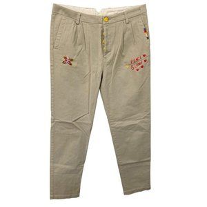 History Repeats women's G. Whizz patch Peace & Love button fly stretch khakis